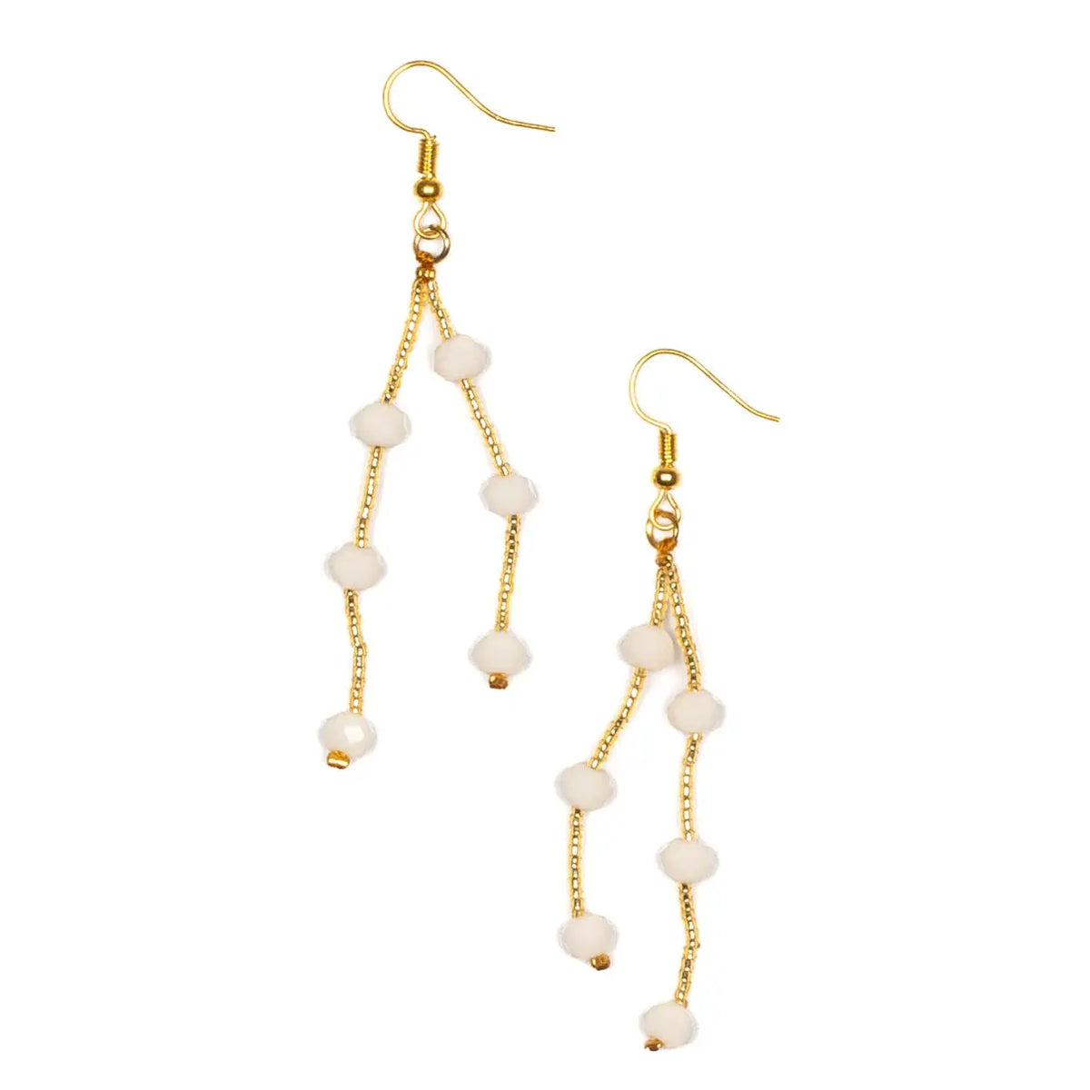 Elegant Suzie Blue Canada double drop crystal bead earrings with sparkling crystals and delicate design for stylish wear