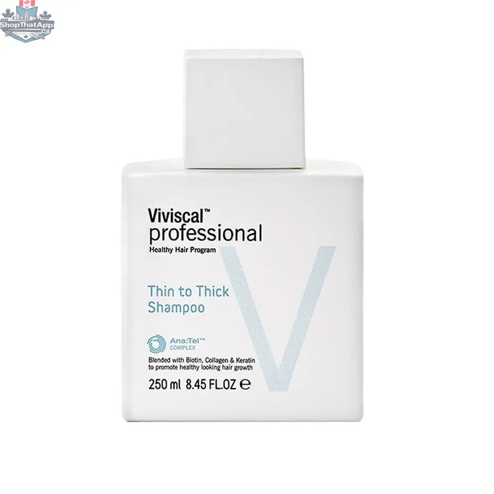 Viviscal Professional Shampoo for hair care, with the bottle showing the label and product details, ideal for thinning hair.
