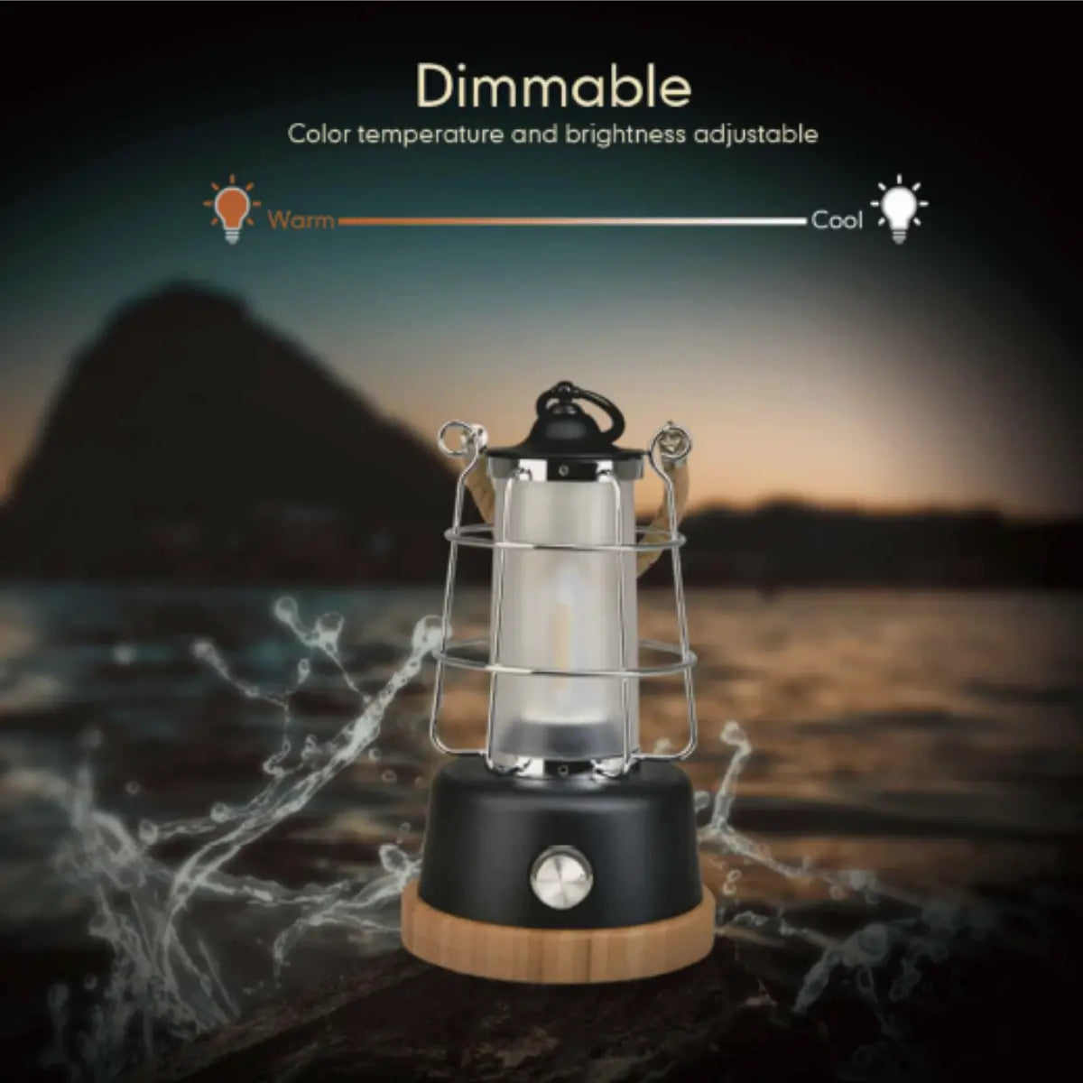 Zoppinh TRU De-LIGHT dimmable LED camping lamp with adjustable color and brightness, rechargeable, shown as a portable outdoor light.