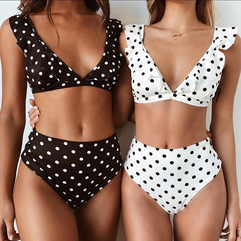 2pcs Black and White Polka Dot Swimsuit for Stylish Beach Days - Shopthatapp.ca