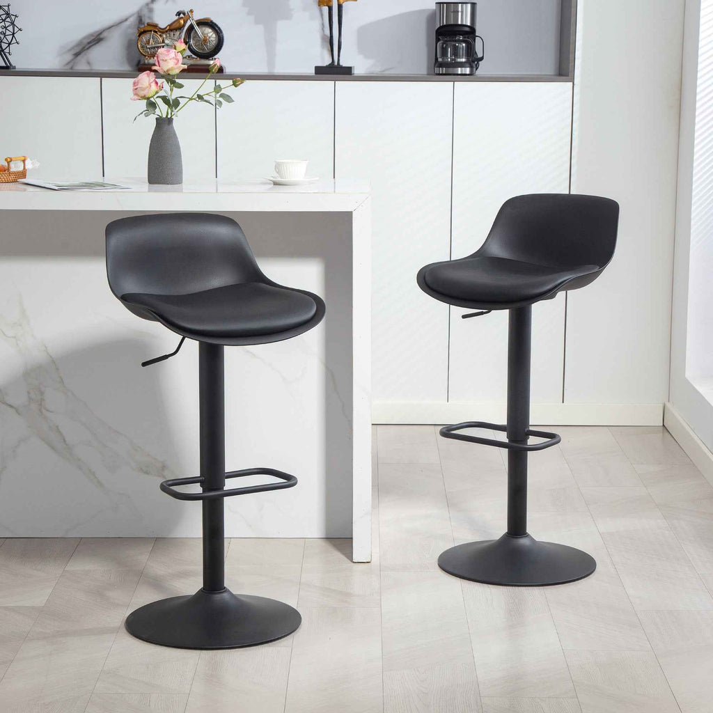 Zee Counter Height/Bar Stools Set of 2 with Adjustable Height and Swivel Seat-Black