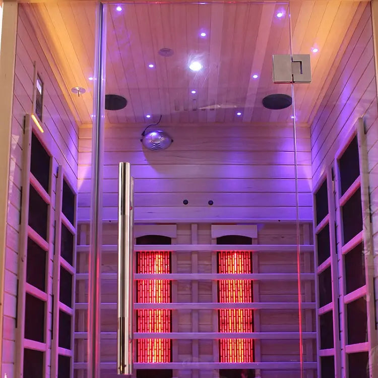 Zoppinh Blisspod Venetian indoor sauna with Canadian Hemlock wood, 10 heaters, chromotherapy, reflexology for two persons.