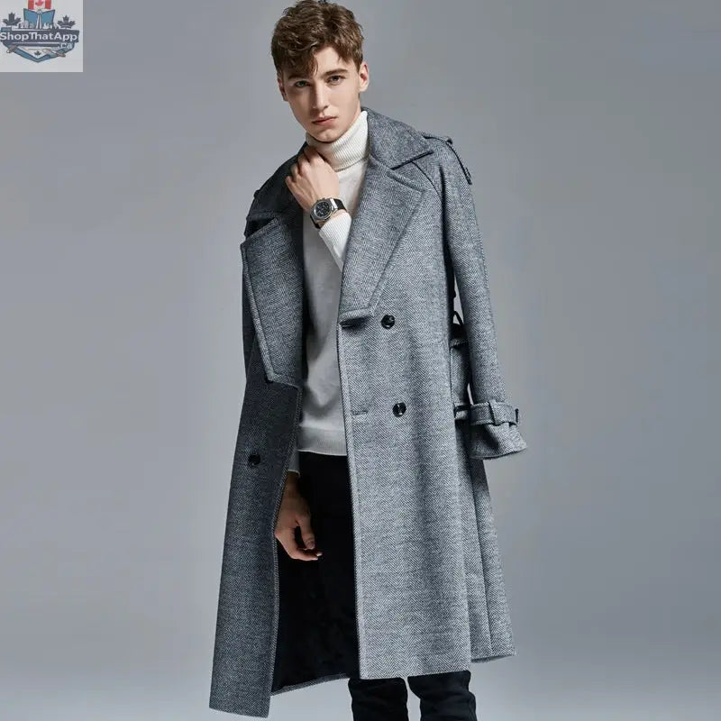 knee Herringbone Coat For Mens - Shopthatapp.ca
