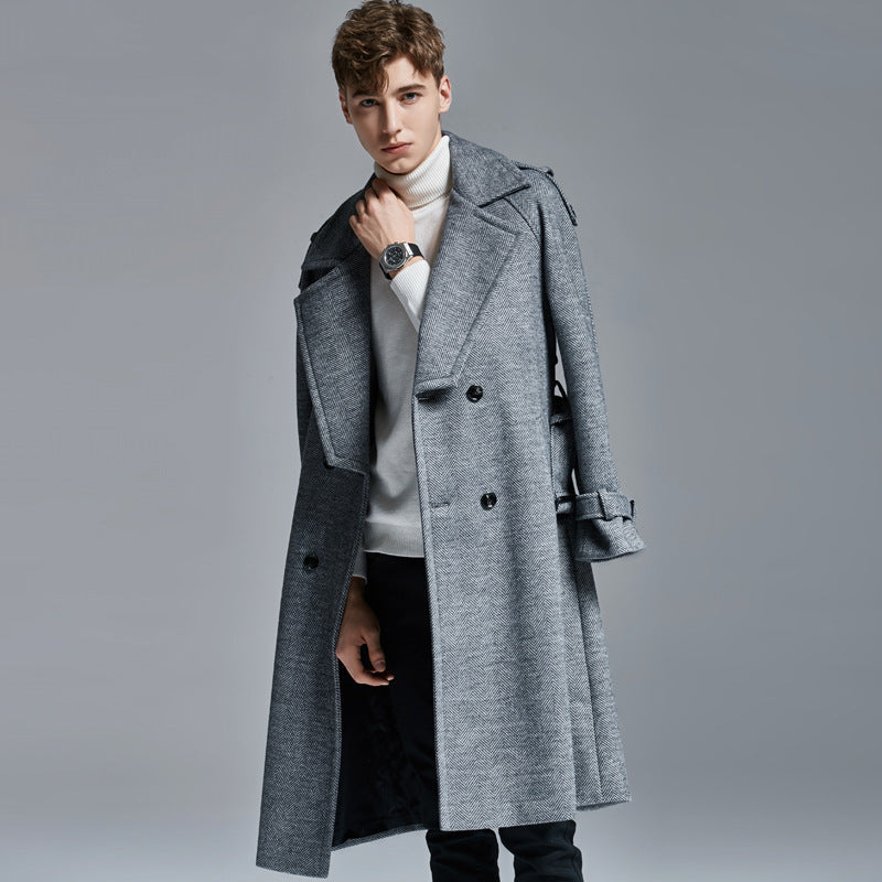 knee Herringbone Coat For Mens
