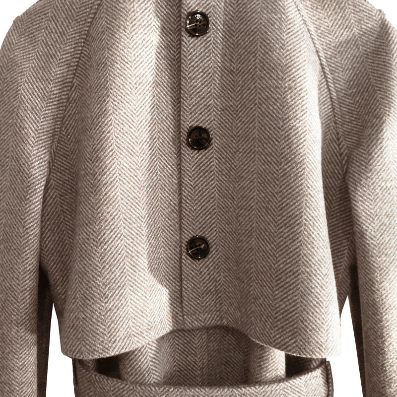 knee Herringbone Coat For Mens