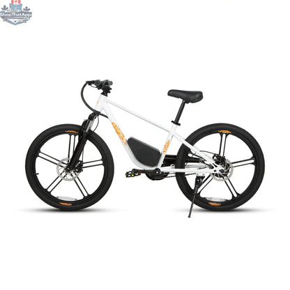 E-Vélo EUNORAU QUEBEC EKIDS24 1.0 kids educational electric bicycle with colorful frame and safety features for young learners.