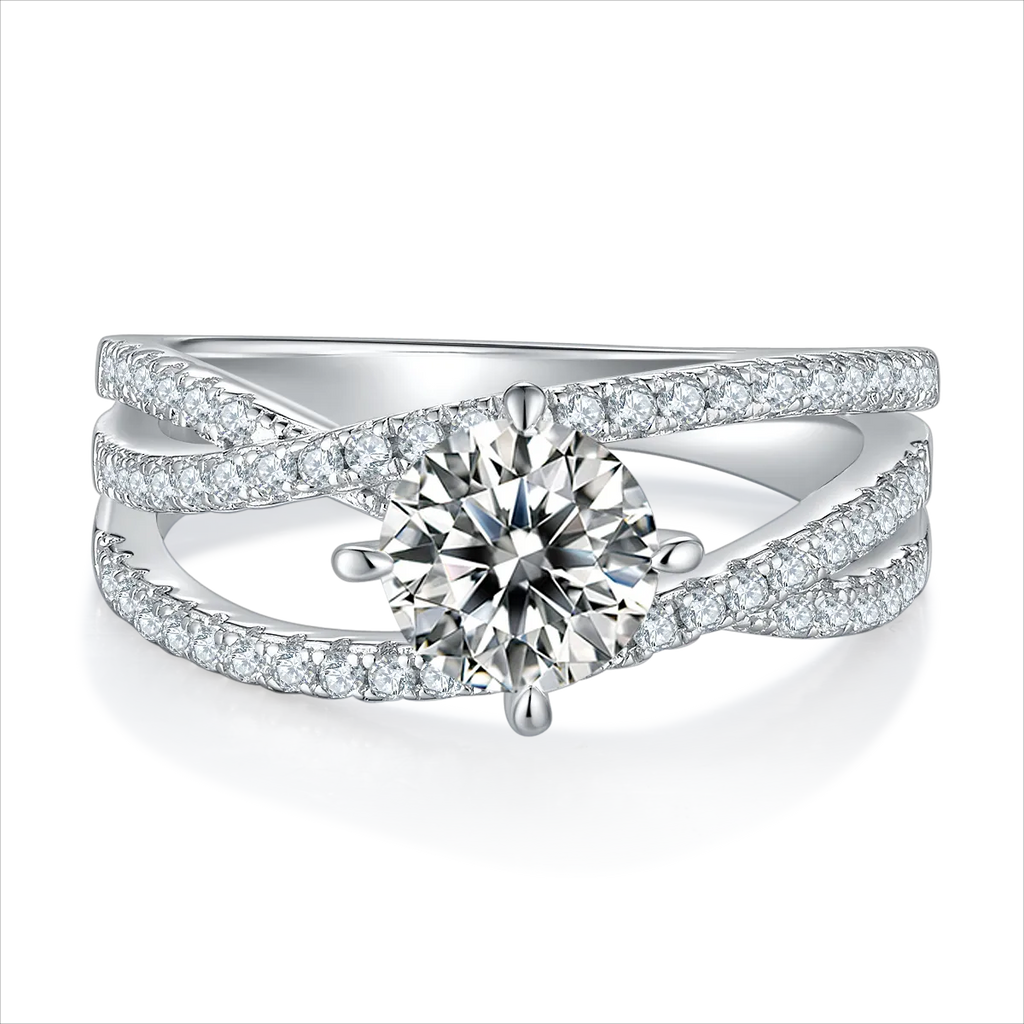 1 Carat Moissanite 925 Sterling Silver Ring for Elegant Style and 18K Gold Bubble Letter Earrings - Shopthatapp.ca