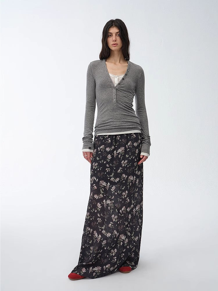 Gallery Dusse Vintage Print Draped Skirt for a Timeless Look