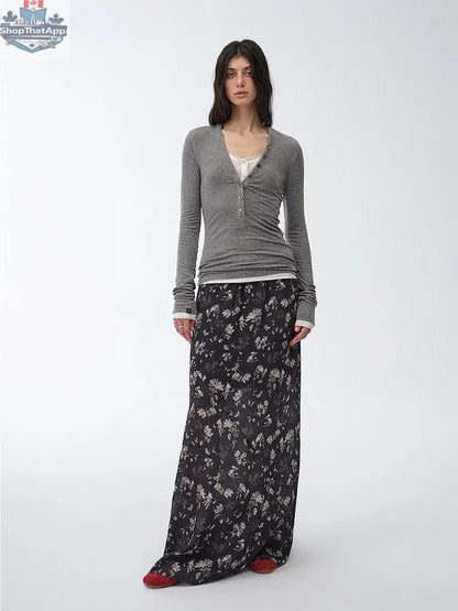Gallery Dusse Vintage Print Draped Skirt for a Timeless Look - Shopthatapp.ca