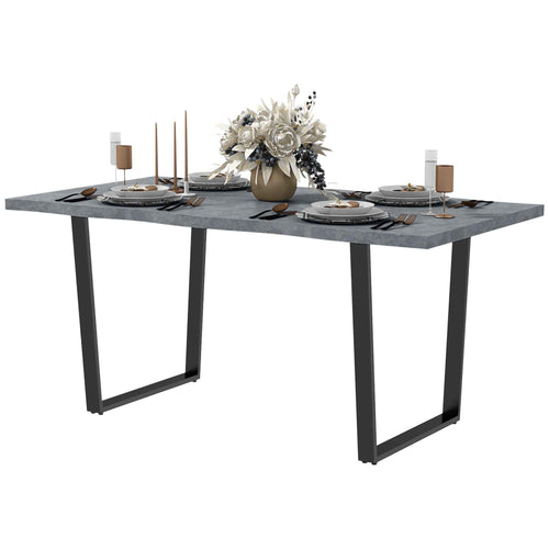 Ashton 63" Dining Table with Wave-edged Tabletop and Steel Legs-Cement Grey