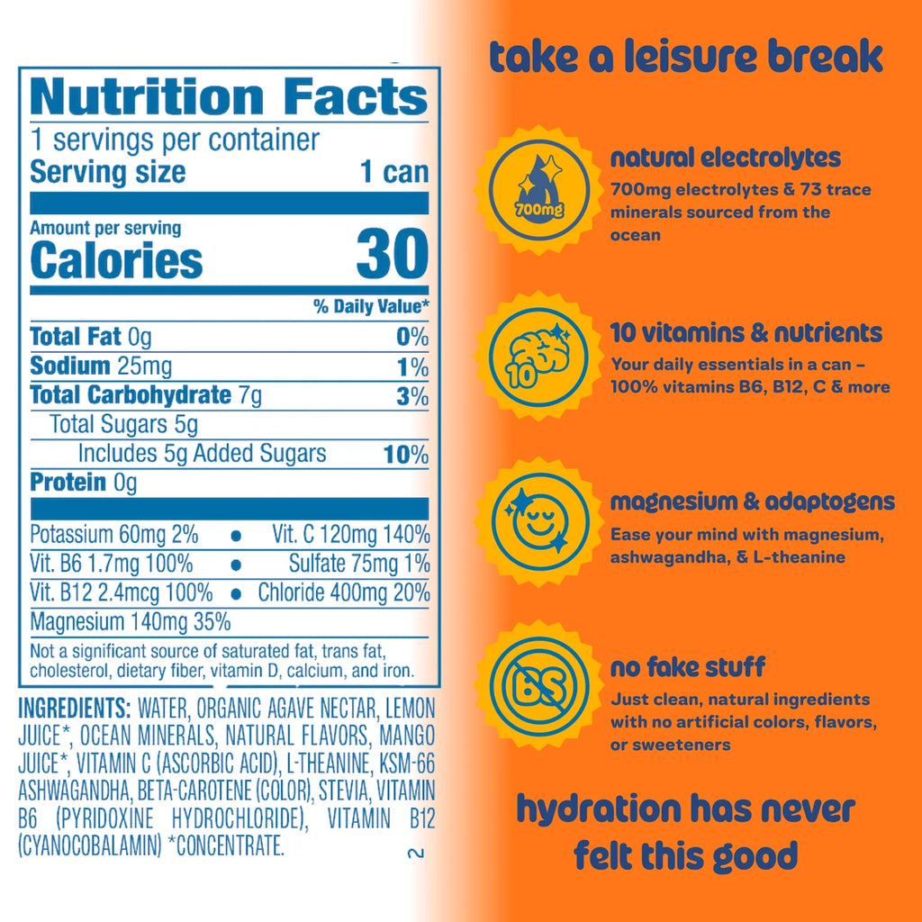 Leisure Hydration Tropical Mango - Refreshing Tropical Mango Hydration Drink