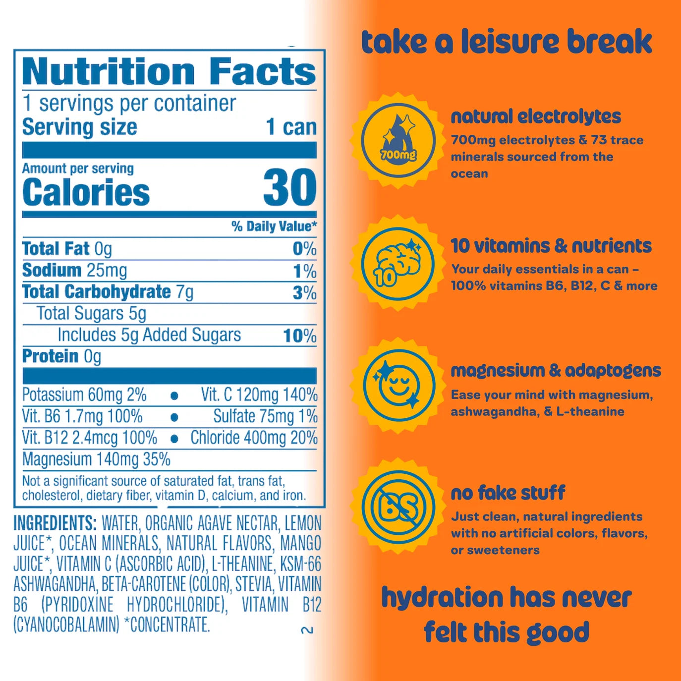 Leisure Hydration Tropical Mango - Refreshing Tropical Mango Hydration Drink