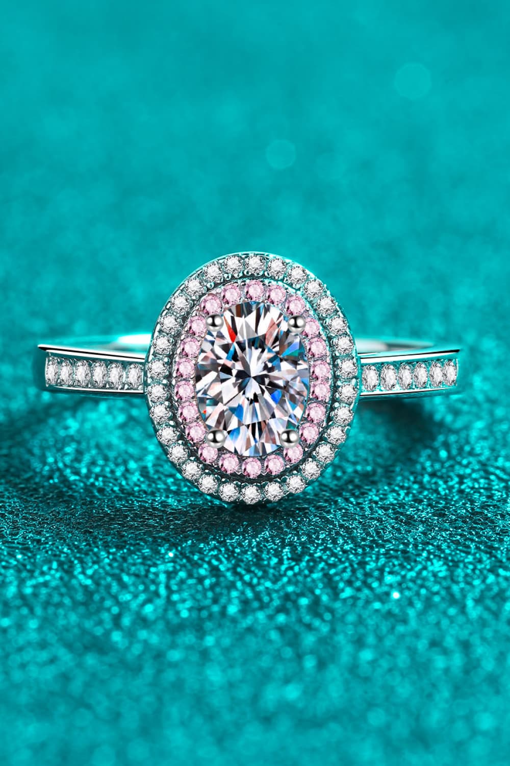 Bague Halo Moissanite 1 Carat en Argent Sterling 925 avec Zircon en Accent - Shopthatapp.ca