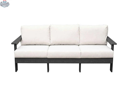 Krikacy hazelnut outdoor sofa with Sunbrella® cushions and durable polymer frame, suitable for patio or garden seating.