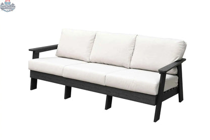 Krikacy hazelnut outdoor sofa with Sunbrella® cushions and durable polymer frame, ideal for patio or garden seating.