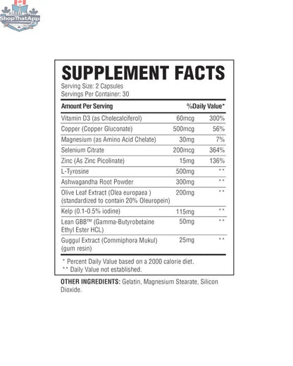 Essentials Condemned Thyrogenic Stimulant-Free Thyroid Support supplement bottle from BulkBully Supplements, showing label and capsules