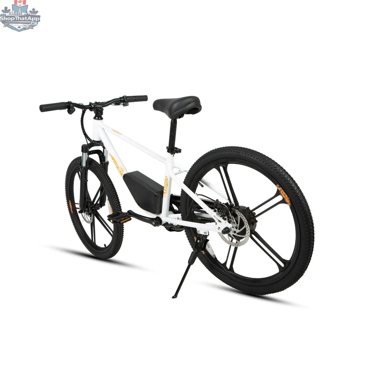 E-Vélo EUNORAU QUEBEC EKIDS24 1.0 electric kids' bicycle with a sleek frame, handlebars, and safety features, ideal for young learners.