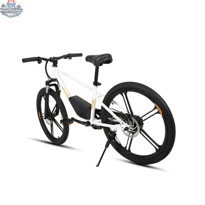 E-Vélo EUNORAU QUEBEC EKIDS24 1.0 electric kids' bicycle with a sleek frame, handlebars, and safety features, ideal for young learners.