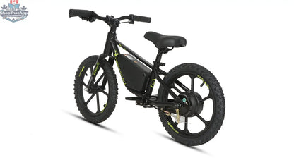 E-Vélo EUNORAU QUEBEC EKIDS16 1.0 electric bicycle with sleek frame, handlebar, and wheels for eco-friendly commuting.