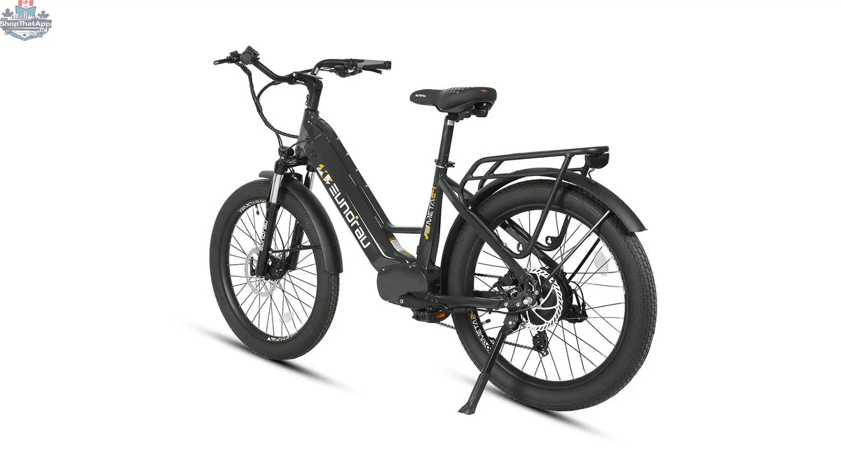 E-Vélo EUNORAU QUEBEC META24 1.0 electric bicycle with sleek frame and modern design, ready for urban riding and eco-friendly travel.