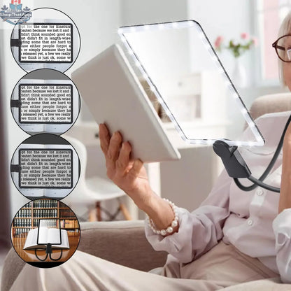 Large Hands Free Magnifying Glass  for ReadingFull Book Page Magnifier with Flexible-Tube Stand and 50 Ultra-Bright Led Lights for Seniors Repair Sewing Newspaper Computer Phone Laptop - Shopthatapp.ca