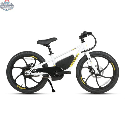 E-Vélo EUNORAU QUEBEC EKIDS20 1.0 electric bicycle with sleek frame and handlebars, ready for riding.