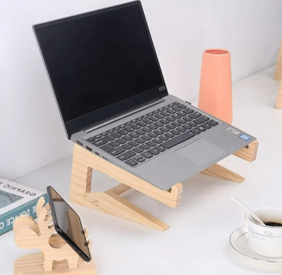 Wooden Laptop Phone Stand