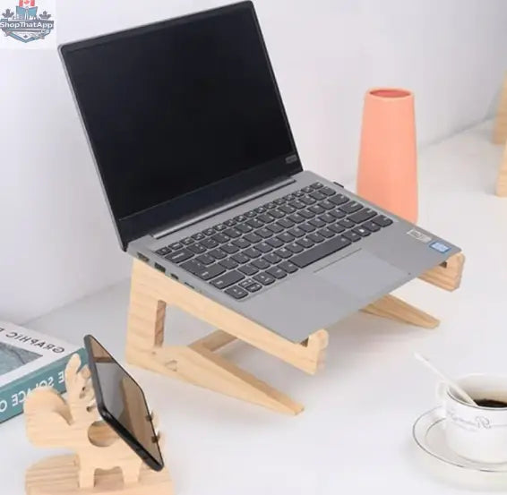 Wooden Laptop Phone Stand - Shopthatapp.ca