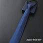Mens Business Formal Zipper Tie With Blue Stripes - Shopthatapp.ca