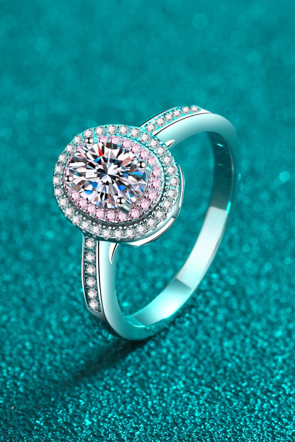 Bague Halo Moissanite 1 Carat en Argent Sterling 925 avec Zircon en Accent - Shopthatapp.ca