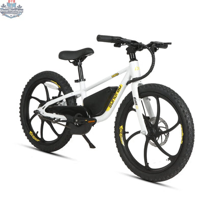 E-Vélo EUNORAU QUEBEC EKIDS20 1.0 electric bicycle with sleek frame and handlebars, ready for urban commuting.
