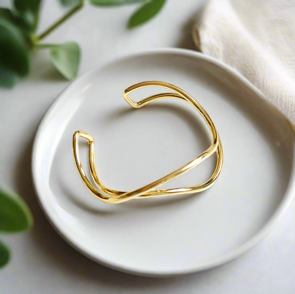 Double Band Gold Bangle - Shopthatapp.ca