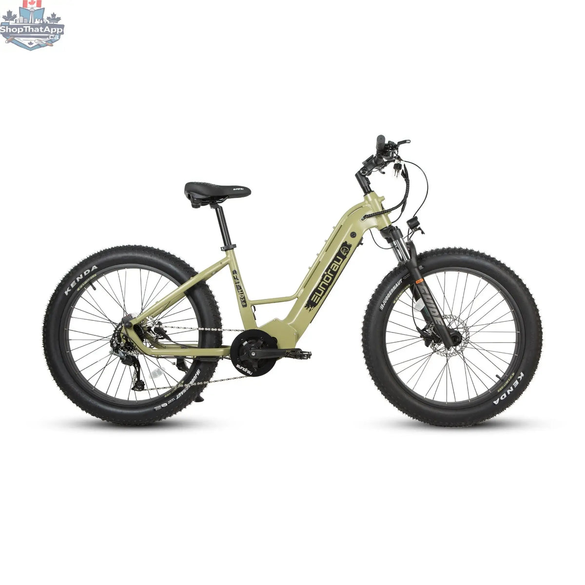 E-Vélo EUNORAU QUEBEC FAT-HD 2.0 Hunter X7 electric bicycle with rugged tires and sleek frame for high-performance off-road riding.
