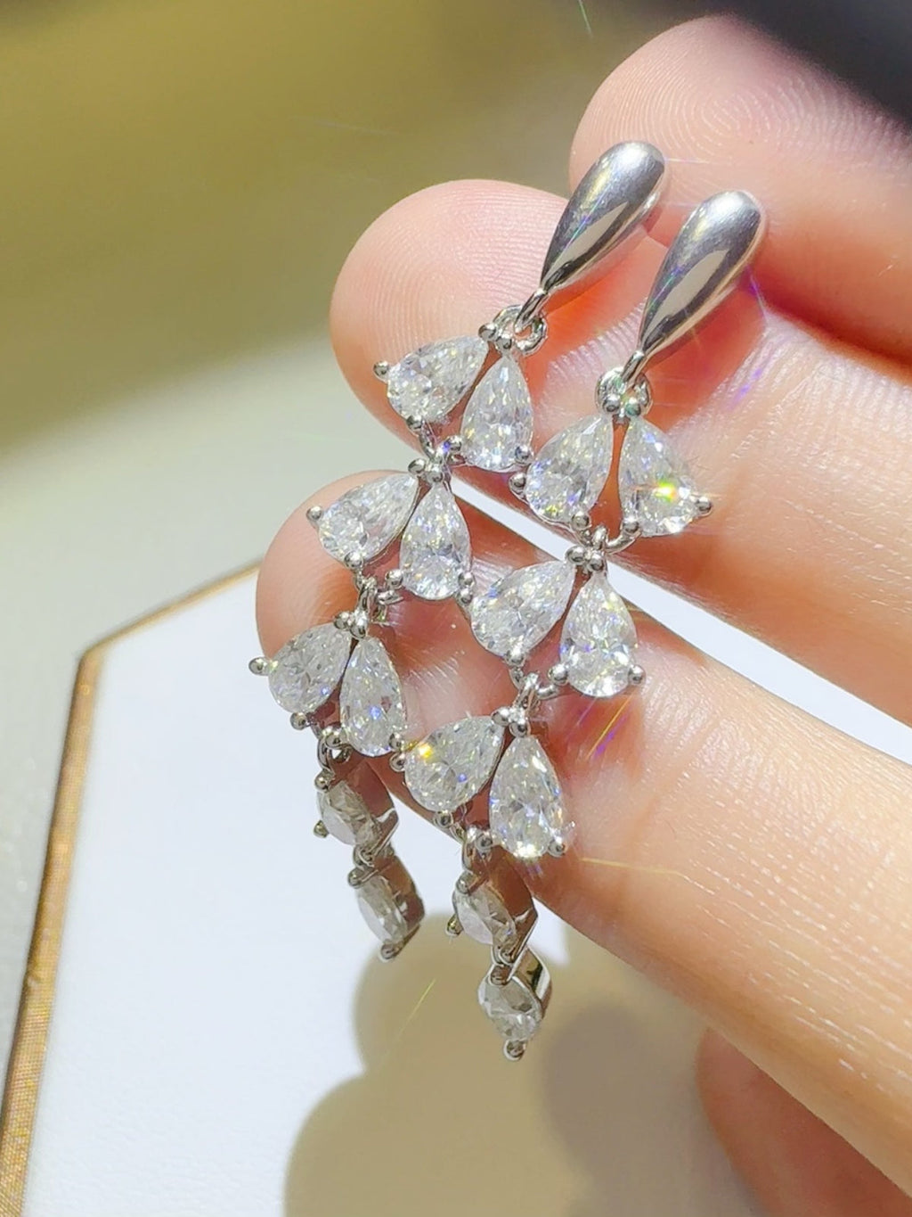6 Carat Moissanite Earrings in 925 Sterling Silver Bar Design - Shopthatapp.ca