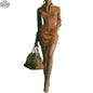 Women's Deerskin Velvet Zipper Dress - Long Sleeve Mini Dress - Shopthatapp.ca