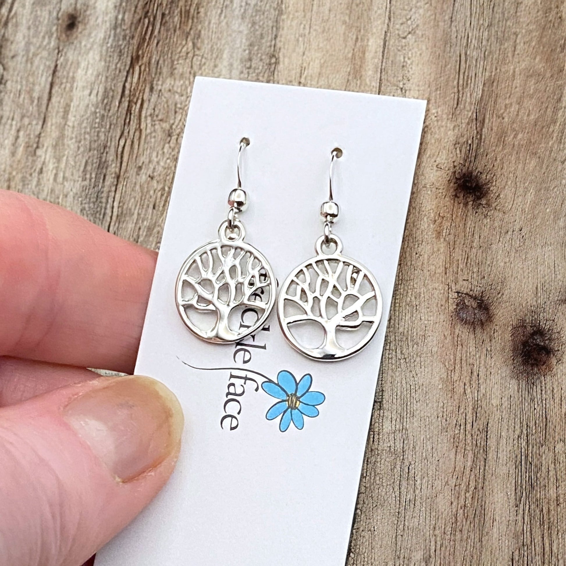 Tree Silhouette Earrings in Matte & Polished Silver Options - Shopthatapp.ca