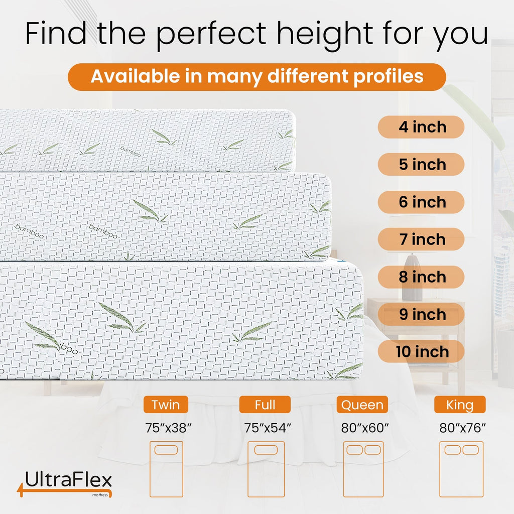 UltraFlex® SleepTight – Mattress and BoxSpring Set Canadian Made- Gel Memory Foam Mattress | CertiPUR-US® Certified, Cooling, Pressure Relief, Medium Firm, Fiberglass-Free, Bamboo Cover | Ideal for Bunk Beds, RVs & All Frames | Spinal Support - Shopthatapp.ca