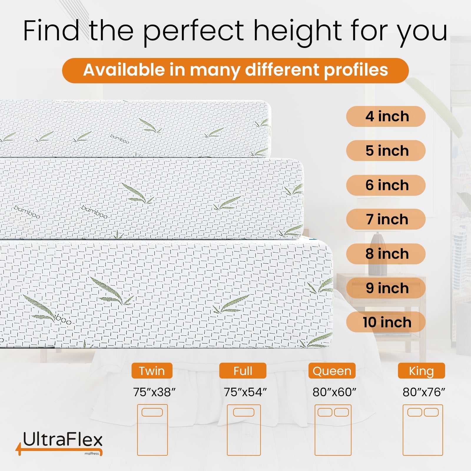 UltraFlex® SleepTight – Mattress and BoxSpring Set Canadian Made- Gel Memory Foam Mattress | CertiPUR-US® Certified, Cooling, Pressure Relief, Medium Firm, Fiberglass-Free, Bamboo Cover | Ideal for Bunk Beds, RVs & All Frames | Spinal Support - Shopthatapp.ca