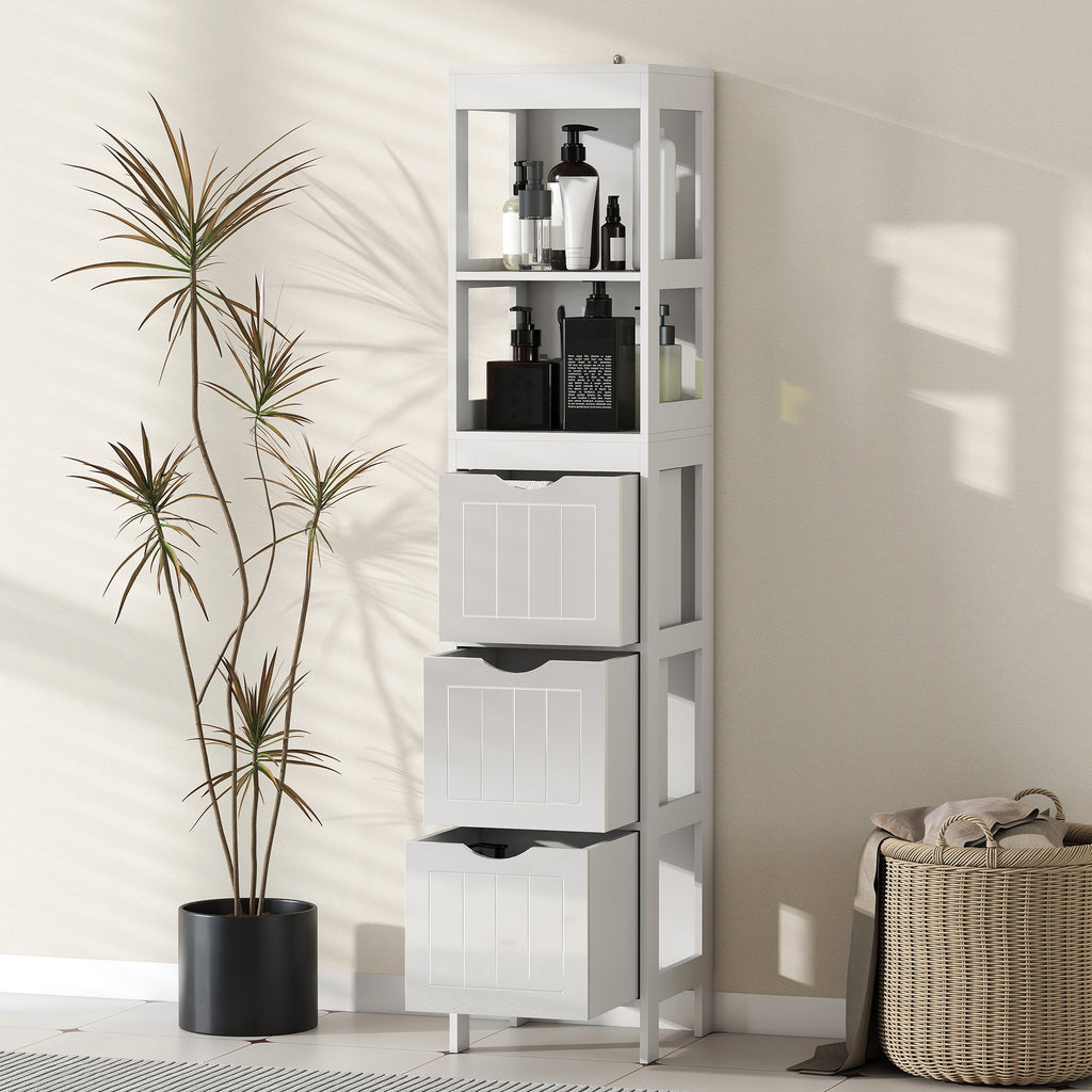 Slim Bathroom Cabinet with 3 Drawers & 2 Shelves