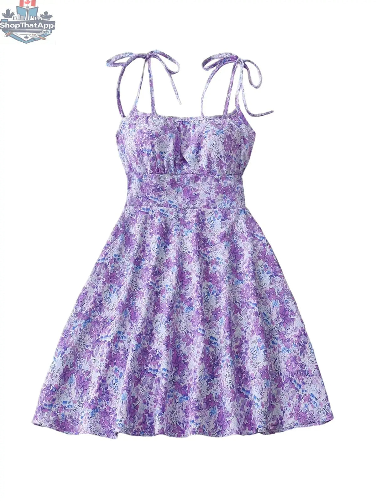 Floral Print Dress Summer Sweet A- Line Waist Trimming Dresses Women's Slimming Casual Clothing - Shopthatapp.ca