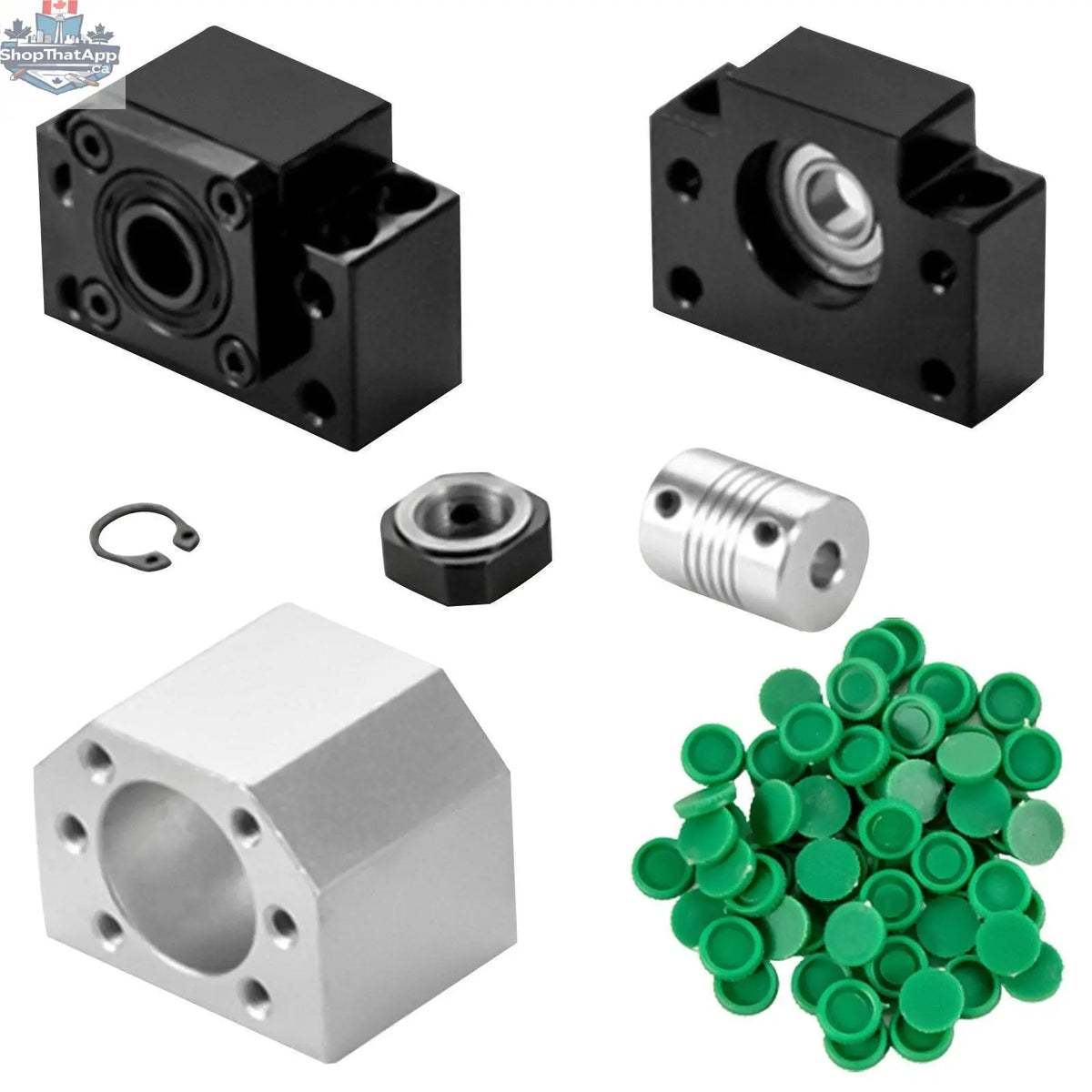 EX-STOCK Canada RM1605 ballscrew kit with 1000mm screw, BF12 BK12 coupling, and linear guide rails for CNC routers and milling machines