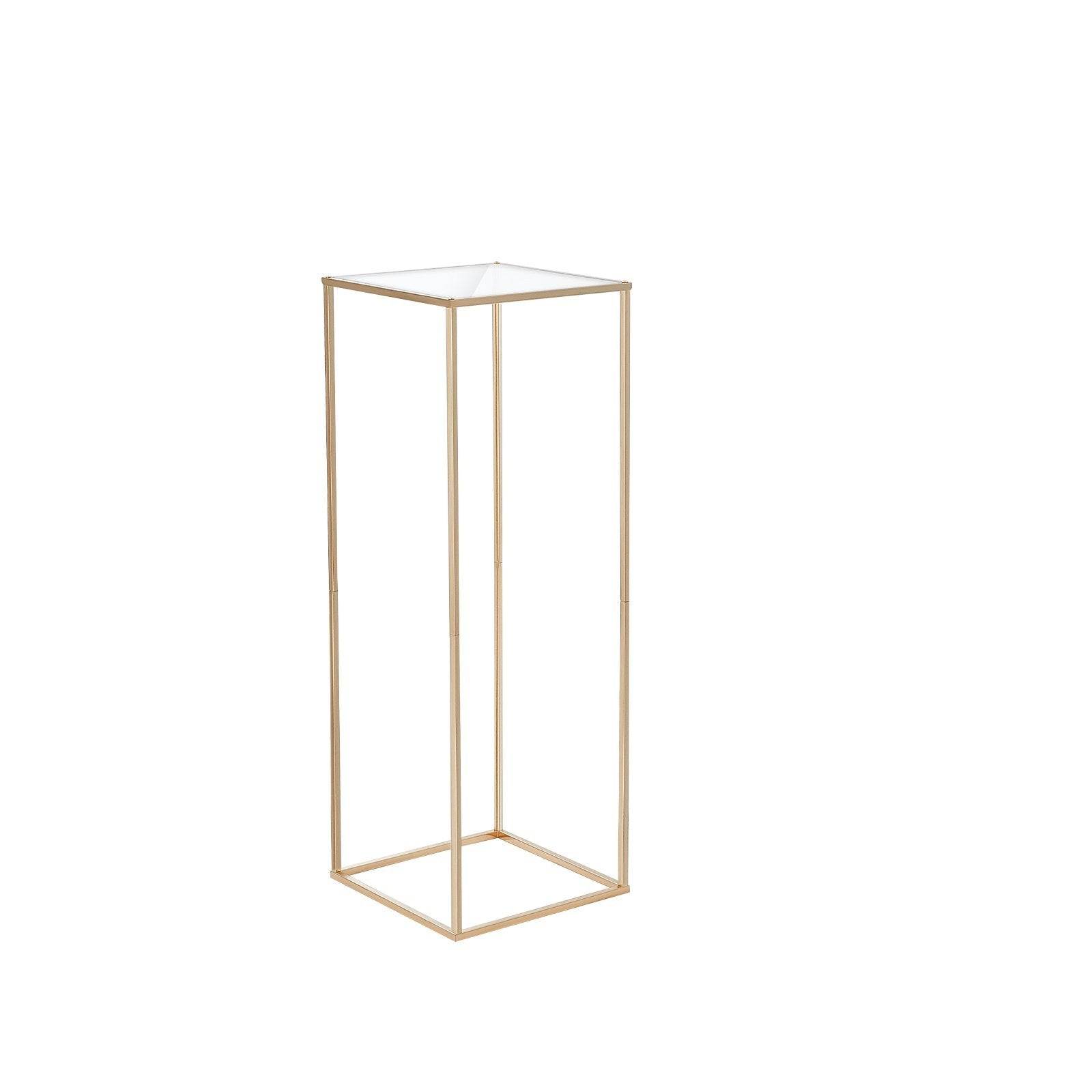 10PCS 31.5inch High Wedding Flower Stand, With Acrylic Laminate,Metal Vase Column Geometric Centerpiece Stands, Gold Rectangular Floral Display Rack For Events Reception, Party Decoration