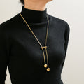 18K Gold-Plated Titanium Necklace with Hollow Bead Design - Shopthatapp.ca