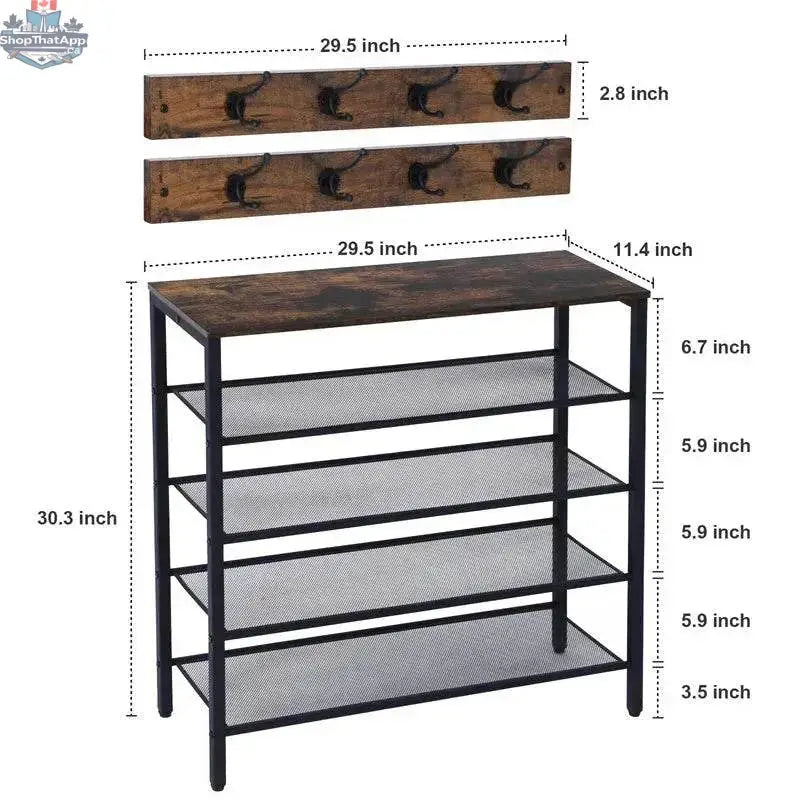 EX-STOCK Canada 4-tier shoe rack for entryway, with multiple shelves holding shoes in a compact, organized storage solution.
