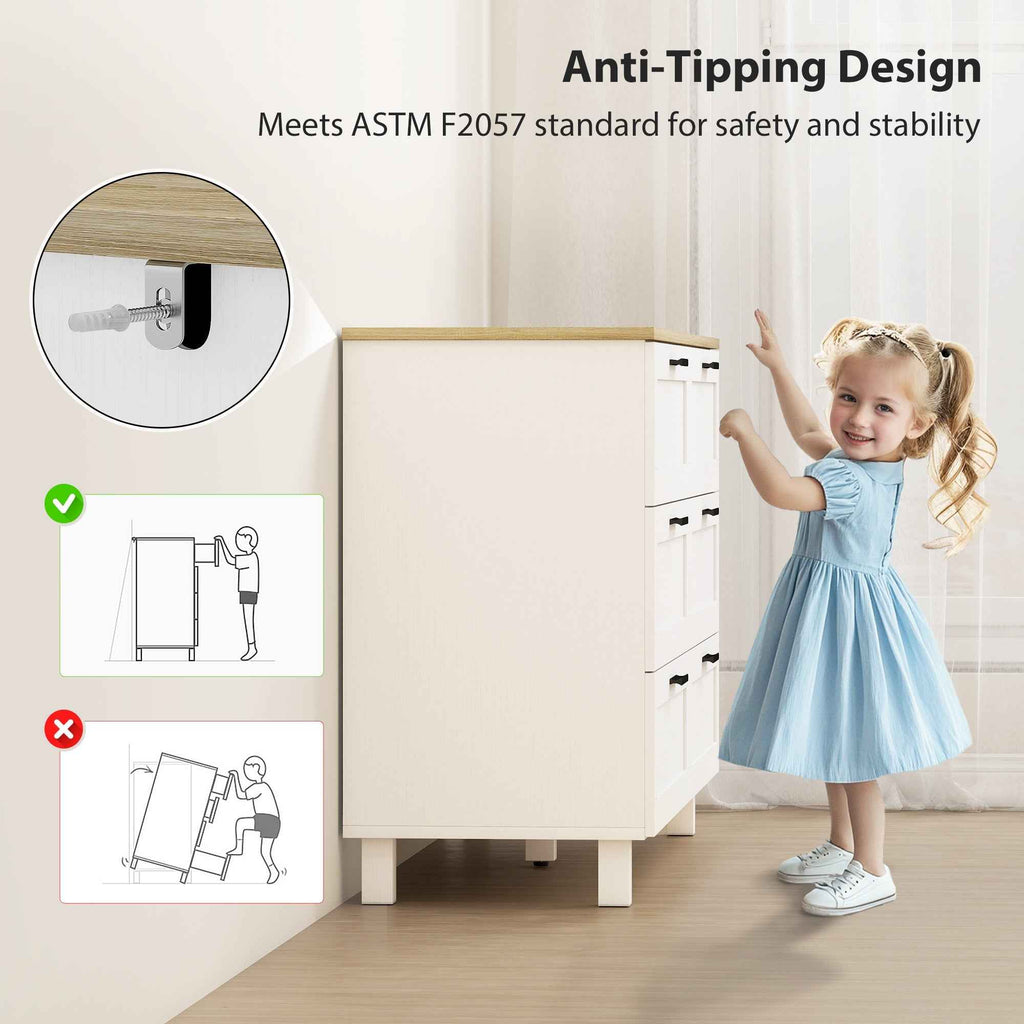 Martha 47" Wide Modern Dresser with 6 Drawers for Bedroom, Living Room and Entryway-White