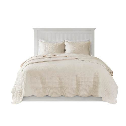 3 Piece Reversible Scalloped Edge Quilt Set Bedding Comforter set