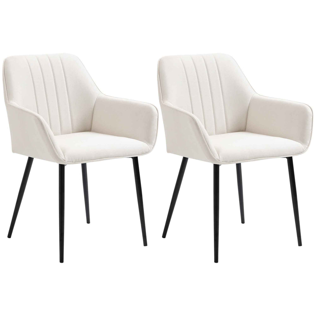 Robbie Modern Dining Chairs Set of 2 with Armrest-Beige
