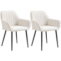 Robbie Modern Dining Chairs Set of 2 with Armrest-Beige