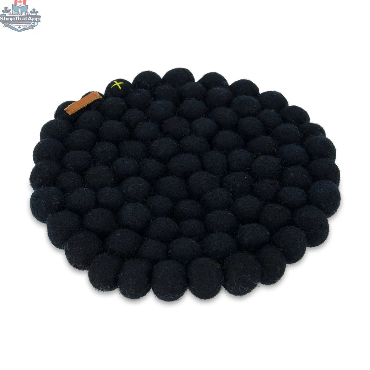 Black Felt Ball Trivet – Hand-Felted New Zealand Wool, 20 cm Round - Shopthatapp.ca