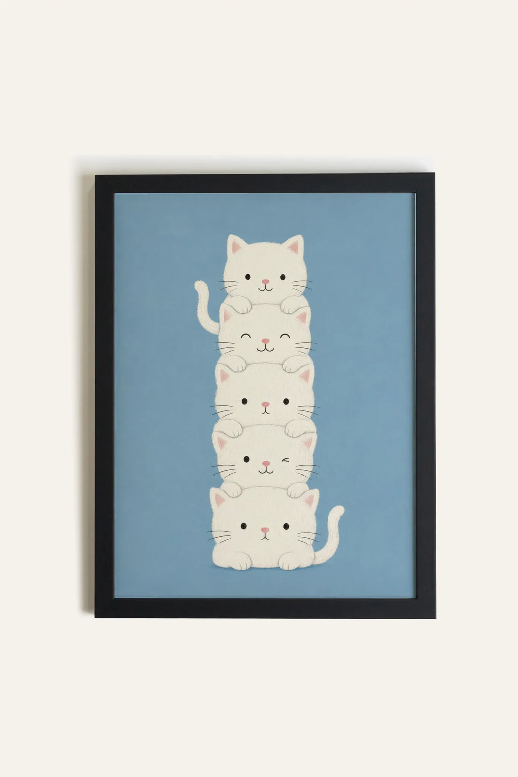 KITTY TOWER - Kitten Tower Artwork on Stretched Canvas, Framed in Black (Collective)